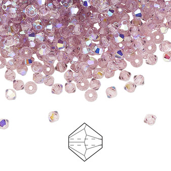 3mm - Preciosa Czech - Light Amethyst AB - 144 pk - Faceted Bicone Crystal