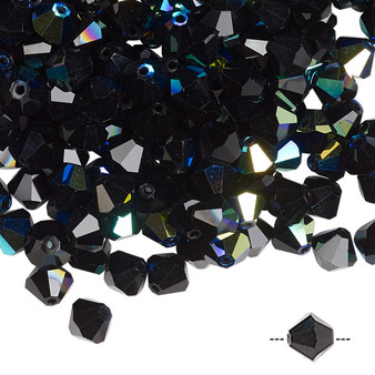 6mm - Preciosa Czech - Jet AB - 144pk - Faceted Bicone Crystal