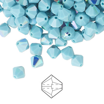 6mm - Preciosa Czech - Turquoise AB - 144pk - Faceted Bicone Crystal