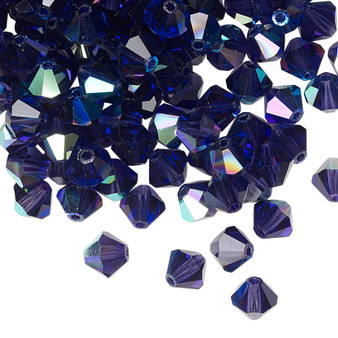 6mm - Preciosa Czech - Deep Tanzanite AB - 144pk - Faceted Bicone Crystal