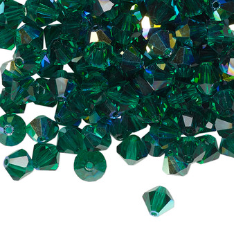 6mm - Preciosa Czech - Emerald AB - 144pk - Faceted Bicone Crystal