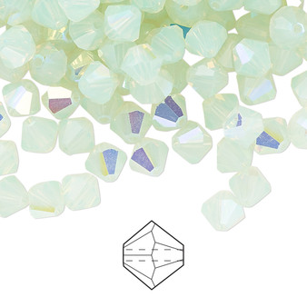 6mm - Preciosa Czech - Chrysolite Opal AB - 144pk - Faceted Bicone Crystal