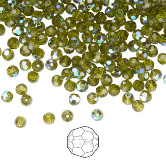 3mm - Preciosa Czech - Olivine AB - 24pk - Faceted Round Crystal