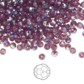 3mm - Preciosa Czech - Amethyst AB - 24pk - Faceted Round Crystal