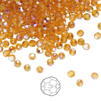 3mm - Preciosa Czech - Topaz AB - 144pk - Faceted Round Crystal