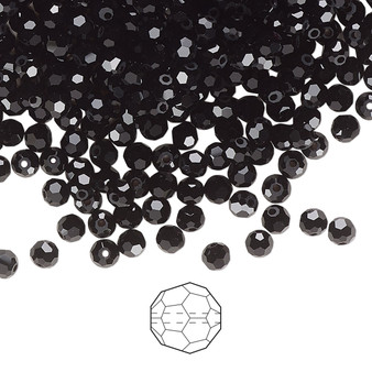3mm - Preciosa Czech - Jet - 144pk - Faceted Round Crystal