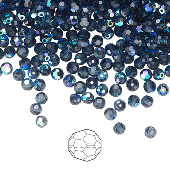 3mm - Preciosa Czech - Montana AB - 144pk - Faceted Round Crystal