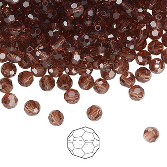 4mm - Preciosa Czech - Light Burgundy - 144pk - Faceted Round Crystal