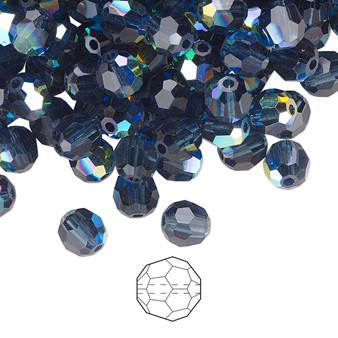 6mm - Preciosa Czech - Montana AB - 24pk - Faceted Round Crystal