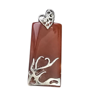 LAST STOCK: Gemstone Pendant 40mm x 16mm, with base metal heart bail