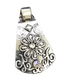 LAST STOCK: Base metal Pendant drop 40mm x 23mm,  with bail and AB crystals