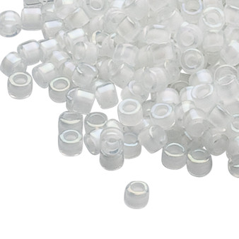 DB0066 - 11/0 - Miyuki Delica - Translucent White Lined Rainbow Clear - 250gms - Cylinder Seed Beads