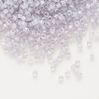 DB0080 - 11/0 - Miyuki Delica - Translucent Pale Violet-lined Luster Crystal Clear - 250gms - Cylinder Seed Beads
