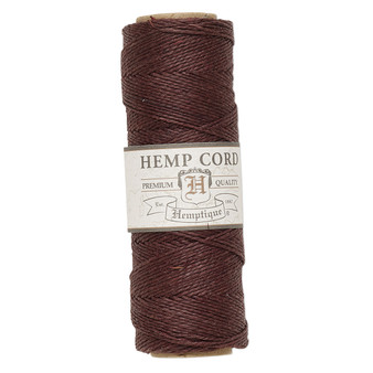 Cord, Hemptique®, polished hemp, dark brown, 0.5mm diameter, 10-pound test. Sold per 205-foot spool.