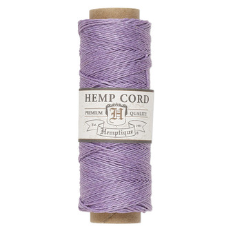 Cord, Hemptique®, polished hemp, lavender, 0.5mm diameter, 10-pound test. Sold per 205-foot spool.