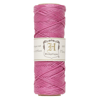 Cord, Hemptique®, polished hemp, bright pink, 0.5mm diameter, 10-pound test. Sold per 205-foot spool.