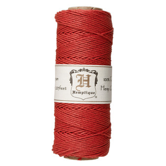 Cord, Hemptique®, polished hemp, red, 1mm diameter, 20-pound test. Sold per 205-foot spool.