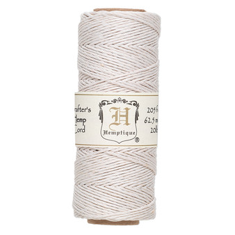 Cord, Hemptique®, polished hemp, white, 1mm diameter, 20-pound test. Sold per 205-foot spool.
