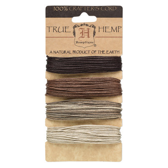 Cord, Hemptique®, hemp, mix colours, 1mm diameter, 20-pound test. Sold per pkg of (4) 30-foot sections.