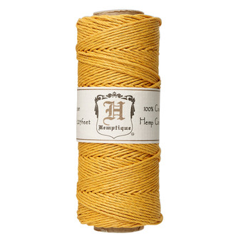 Cord, Hemptique®, polished hemp, gold, 1mm diameter, 20-pound test. Sold per 205-foot spool.