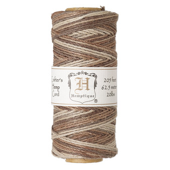 Cord, Hemptique®, polished hemp, multi coloured, 1mm diameter, 20-pound test. Sold per 205-foot spool.