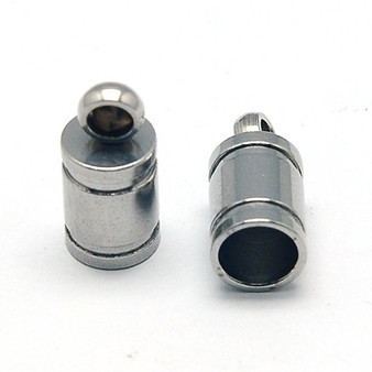 6 x Stainless Steel Cord Ends, (4mm I.D), 10mm x 5mm