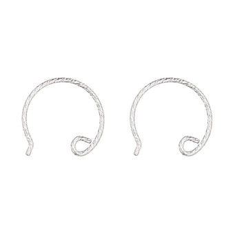 Ear wire, sterling silver, 13mm diamond-cut French hook with open loop, 21 gauge. Sold per pair.