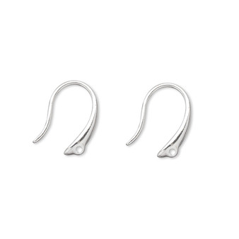 Ear wire, silver-plated brass, 14mm fancy fishhook with closed loop, 20 gauge. Sold per pkg of 5 pairs.