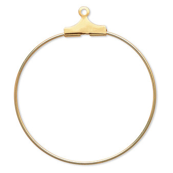 Beading hoop, gold-plated brass, 30mm round. Sold per pkg of 10.