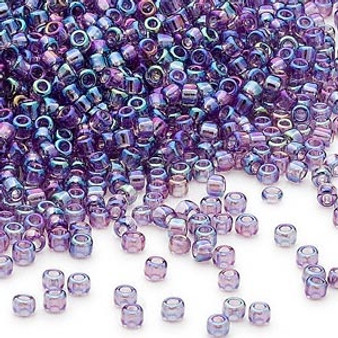 Seed bead, Dyna-Mites™, glass, transparent rainbow purple, #11 round. Sold per 40-gram pkg.