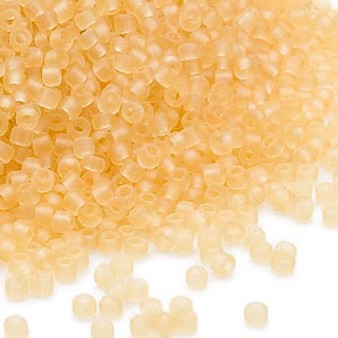 Seed bead, Dyna-Mites™, glass, translucent matte light amber yellow, #11 round. Sold per 40-gram pkg.