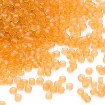 Seed bead, Dyna-Mites™, glass, translucent matte amber yellow, #11 round. Sold per 40-gram pkg.