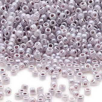 Seed bead, Dyna-Mites™, glass, opaque ceylon pastel grey lilac, #11 round. Sold per 40-gram pkg.