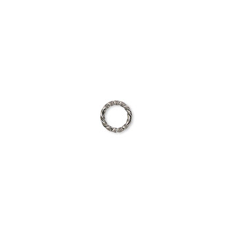 Jump ring, gunmetal-plated brass, 6mm twisted round, 4.2mm inside diameter, 18 gauge. Sold per pkg of 100.