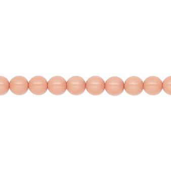 Pearl, Preciosa Czech crystal, salmon rose, 5mm round. Sold per pkg of 50.