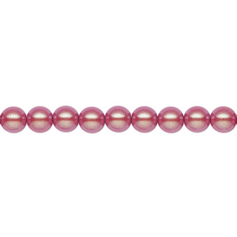 Pearl, Preciosa Czech crystal, pearlescent red, 5mm round. Sold per pkg of 50.