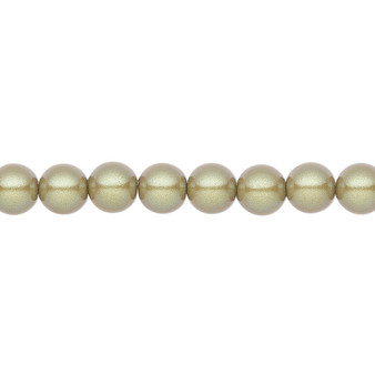 Pearl, Preciosa Czech crystal, pearlescent khaki, 6mm round. Sold per pkg of 25.