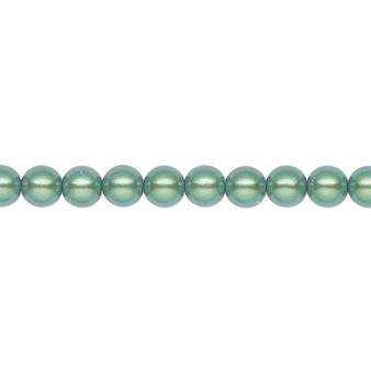 Pearl, Preciosa Czech crystal, pearlescent green, 5mm round. Sold per pkg of 50.