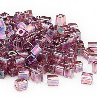 SB4-256 - Miyuki - 4mm - Transparent Rainbow Lilac - 250gms - 4mm Square Glass Bead