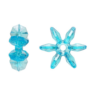 Bead, acrylic, transparent teal, 18x7mm paddle wheel. Sold per pkg of 250.