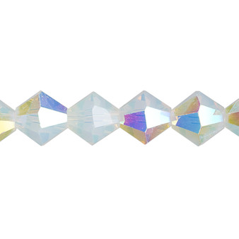 10mm - Celestial Crystal® - Translucent Frosted Clear AB - 8" Strand - Faceted Bicone Crystal