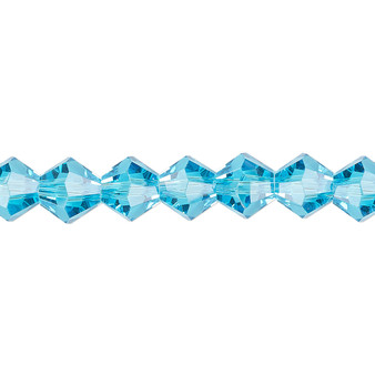8mm - Celestial Crystal® - Transparent Turquoise Blue - 15.5" Strand - Faceted Bicone Crystal