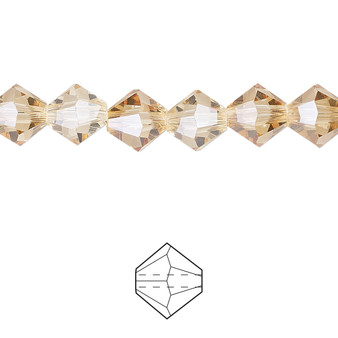 8mm - Celestial Crystal® - Translucent Crystal Golden Shadow - 72 pack - Faceted Bicone Crystal
