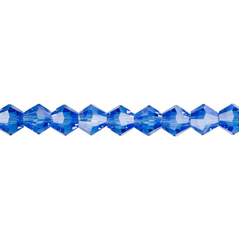 6mm - Celestial Crystal® - Transparent Medium Blue - 15.5" Strand - Faceted Bicone Crystal