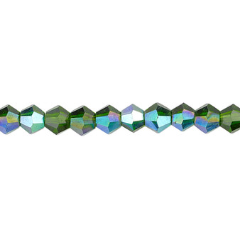6mm - Celestial Crystal® - Transparent Emerald Green AB - 15.5" Strand - Faceted Bicone Crystal