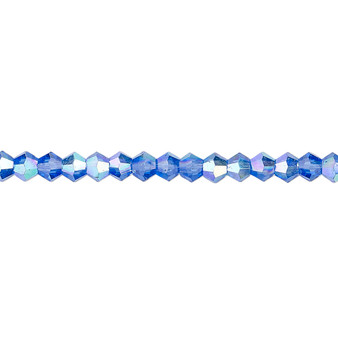 4mm - Celestial Crystal® - Transparent Medium Blue  AB - 15.5" Strand - Faceted Bicone Crystal