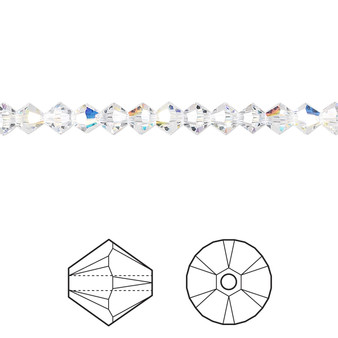 Bead, Crystal Passions®, crystal AB, 4mm bicone (5328). Sold per pkg of 48.