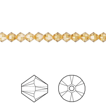 Bead, Crystal Passions®, Golden Topaz, 4mm bicone (5328). Sold per pkg of 48.