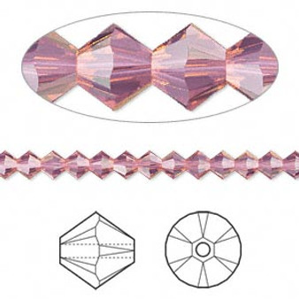 Bead, Crystal Passions®, Cyclamen, 4mm bicone (5328). Sold per pkg of 48.