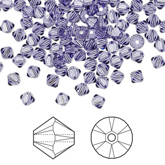 Bead, Crystal Passions®, Tanzanite, 4mm bicone (5328). Sold per pkg of 48.
